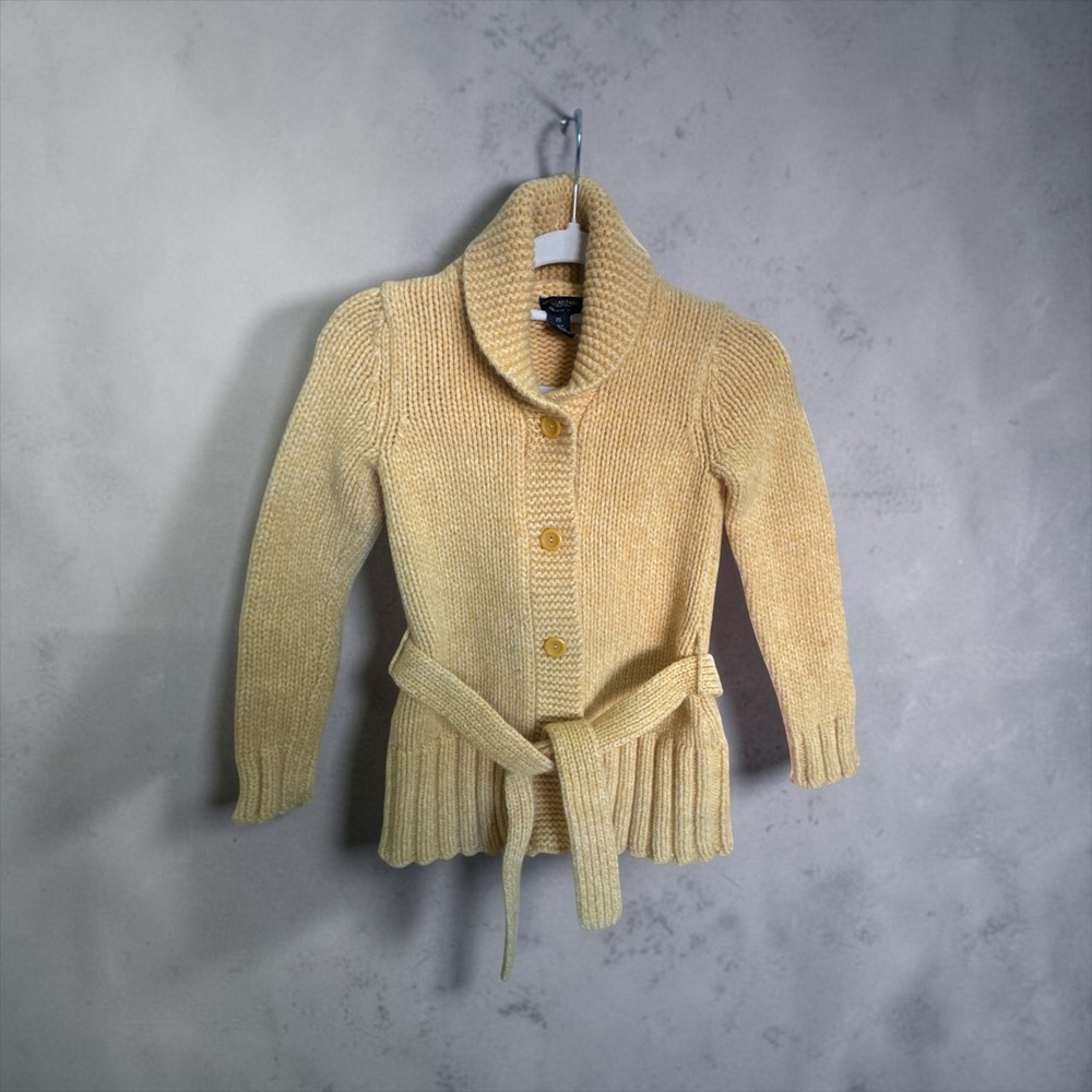 American Eagle Outfitters Yellow Lambswool Blend Shawl Collar Belted Cardigan XS